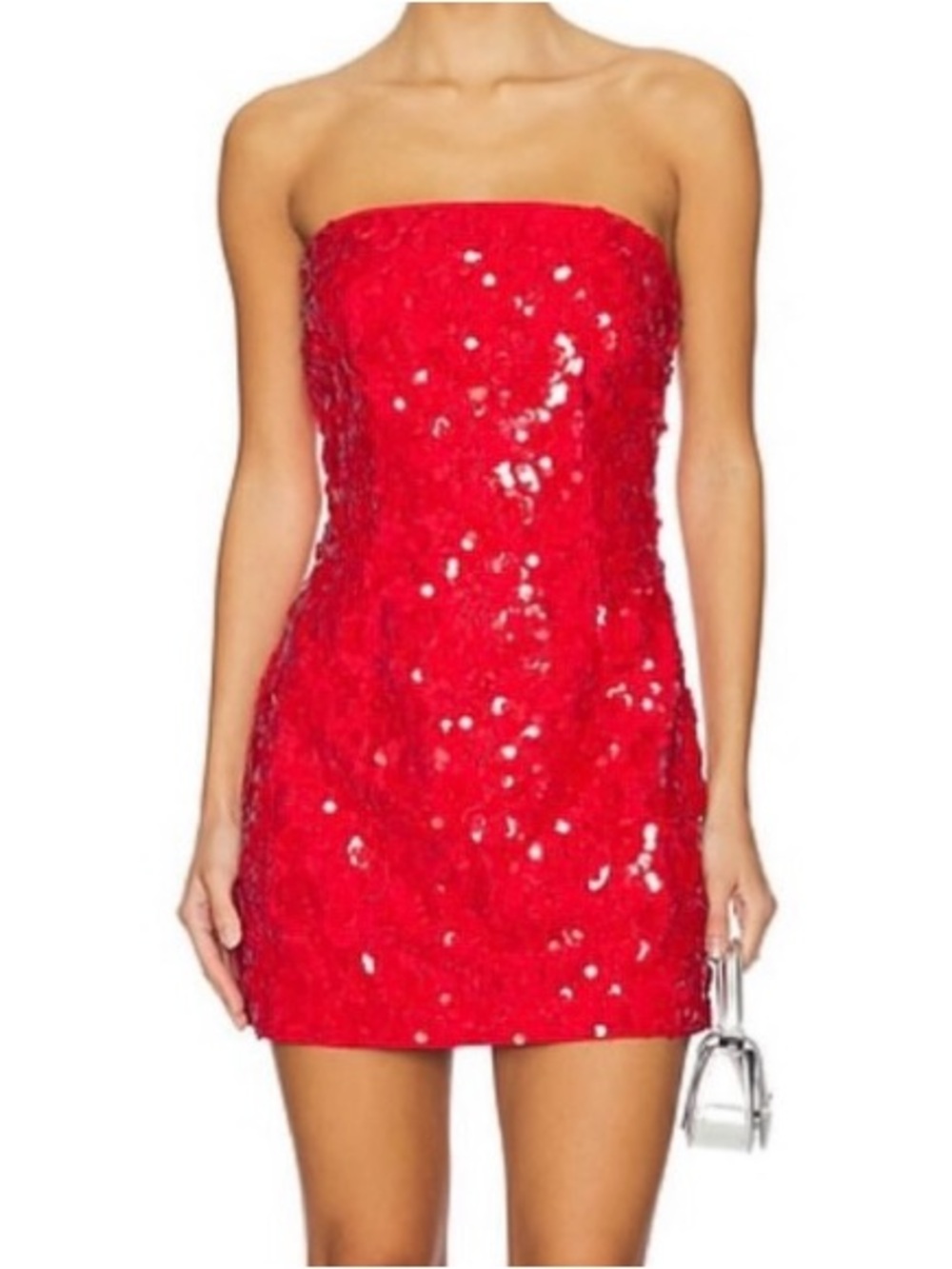Elliatt Dress Emma Sequin Lipstick Red Mini Strapless Sz M Formal Cocktail
